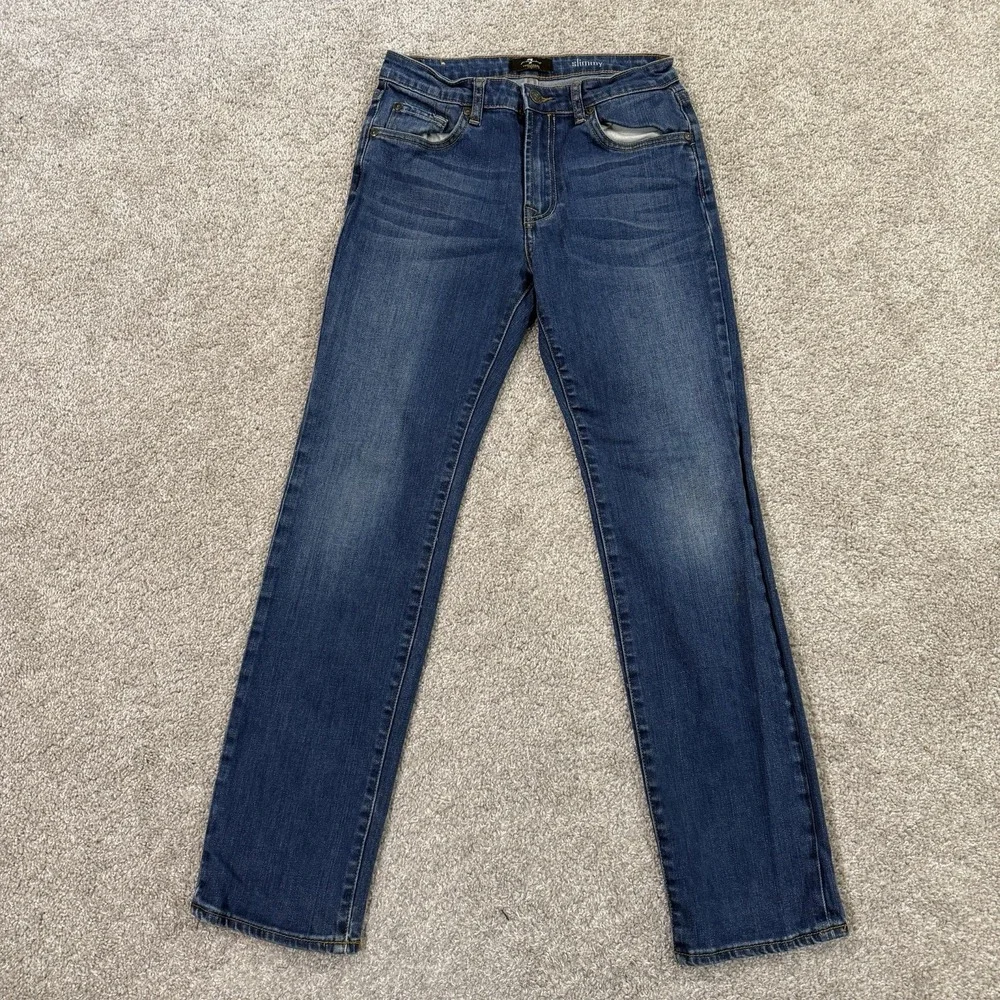 7 For All Mankind Slimmy Jeans Blue Womens 14 Stretch Slim Fit Premium Denim - Picture 1 of 8